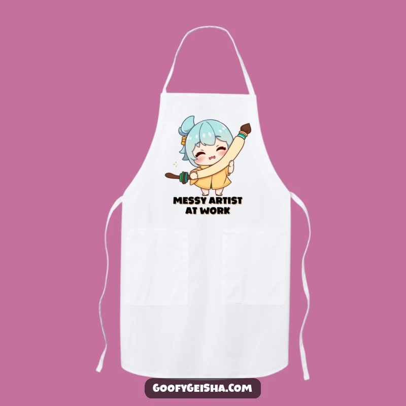 Funny Calligraphy Brush Face Apron - Hilarious Kitchen Wear for Aspiring Artists