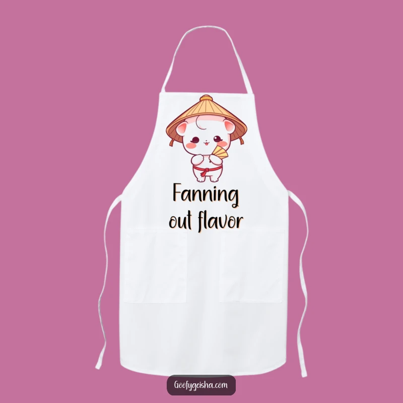 Funny Kawaii Apron - Chef's Japanese Hat Character Fanning Kitchen Gift