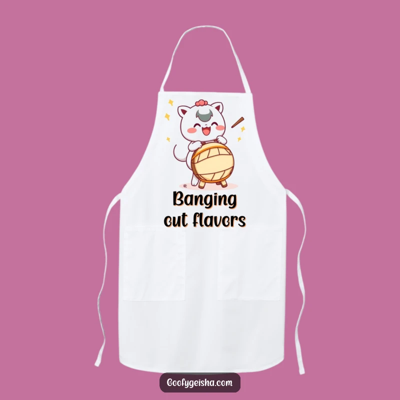 Funny Taiko Drum Apron - Kawaii Character Kitchen Music Gift