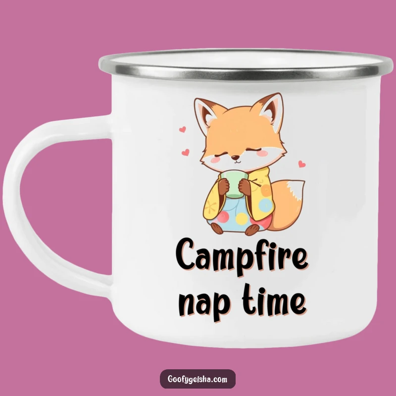 Funny Sleepy Fox Kimono Camping Mug - Cozy Outdoor Tea Time Gift