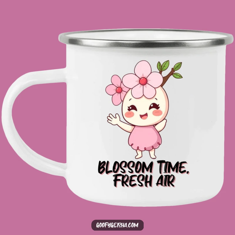 Funny Cherry Blossom Camping Mug: Cheerful Sips Outdoors