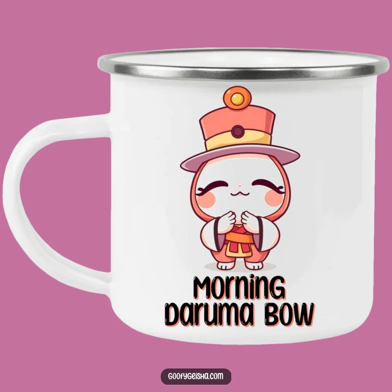 Funny Daruma Hat Camping Mug Bowing Character Outdoor Gift