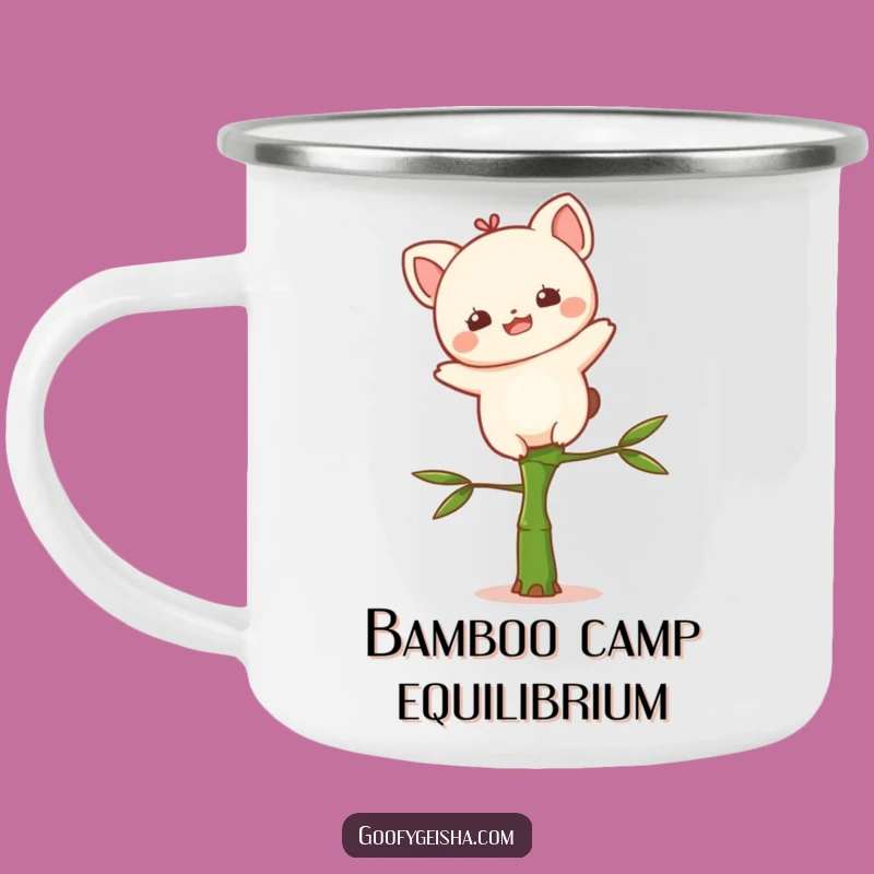 Funny Kawaii Camping Mug: Bamboo Balance Adventure Gift