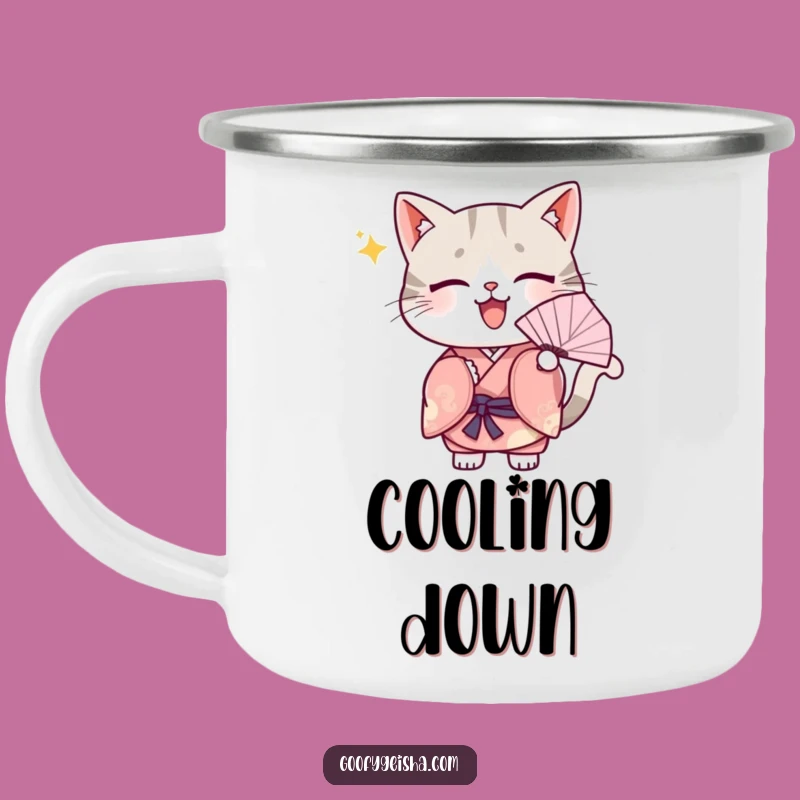 Funny Kawaii Cat Kimono Camping Mug: Cute Outdoor Character, Perfect Funny Gift