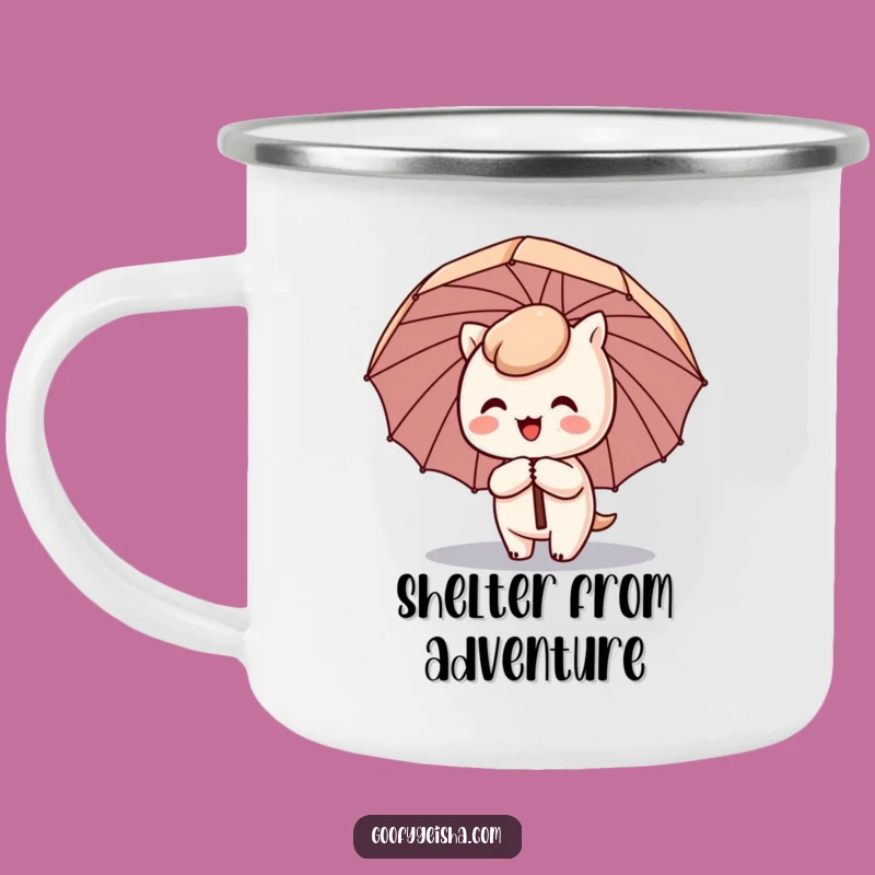 Funny Kawaii Umbrella Camping Mug - Comical Outdoor Cup for Happy Adventures