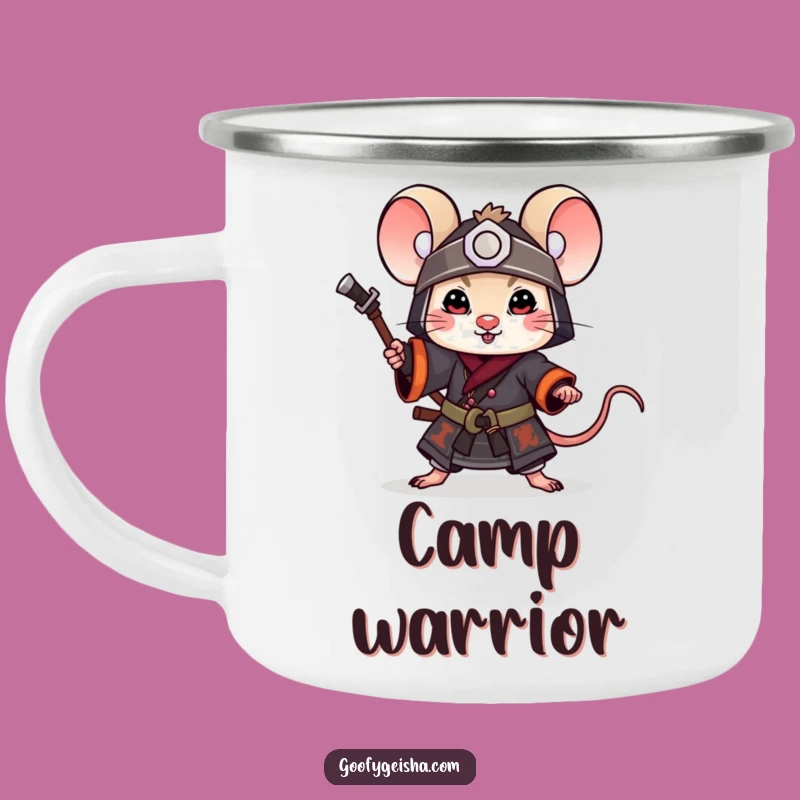 Funny Mouse Samurai Camping Mug: Playful Outdoor Warrior, Perfect Funny Gift