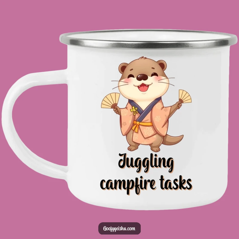Funny Otter Kimono Camping Mug: Outdoor Juggling Fun, Unique Humorous Gift