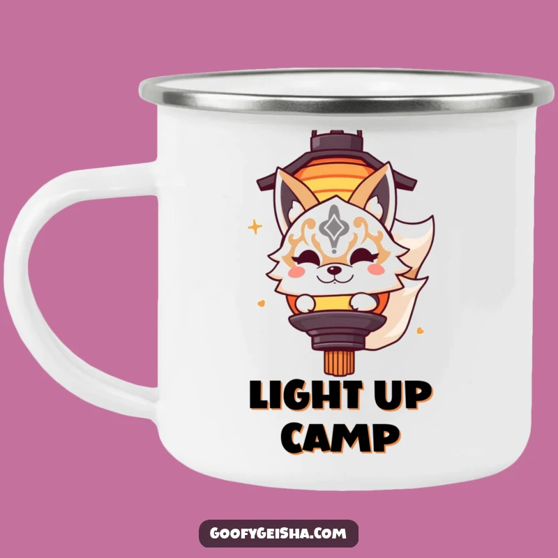 Funny Kitsune Camping Mug - Masked Character Lantern Outdoor Cup