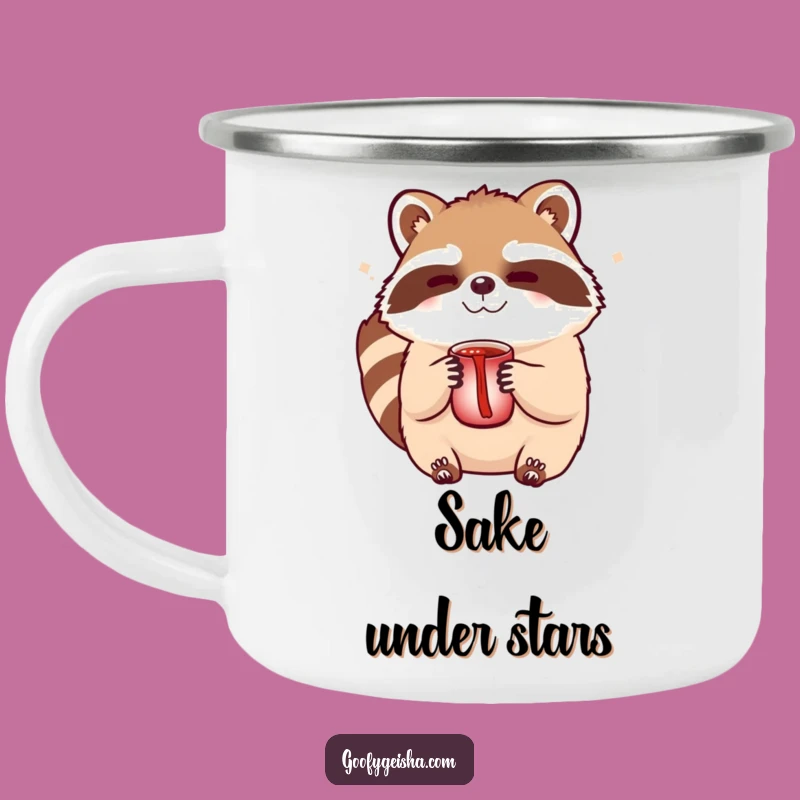 Funny Tanuki Sake Camping Mug: Winking Cup, Durable Outdoor Funny Gift