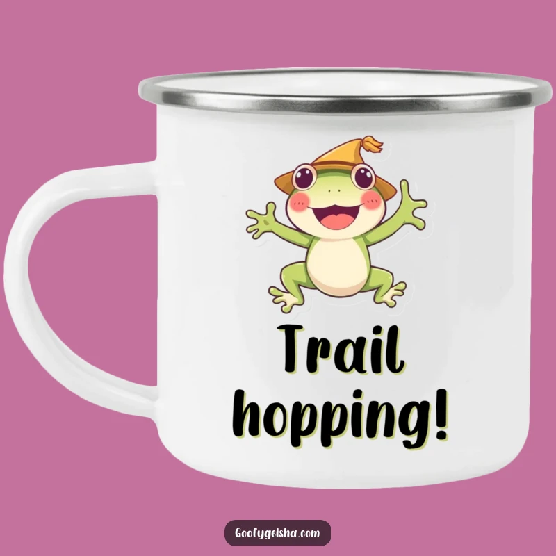 Funny Frog Jumping Camping Mug: Cheerful Character, Perfect Party Gift!