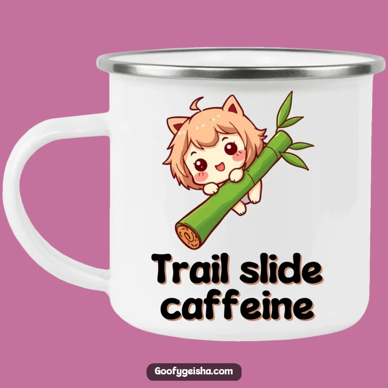Funny Bamboo Camper Mug: Sliding Character Fun, Perfect Funny Gift for Outdoors