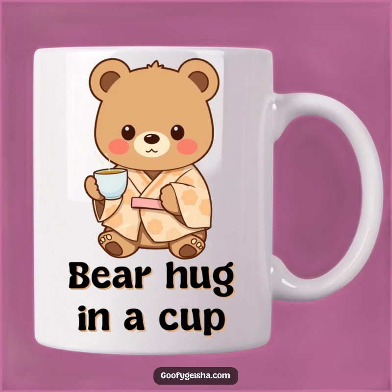 Funny Bear Kimono Mug: Cozy Tea Offering, Perfect Humorous Gift