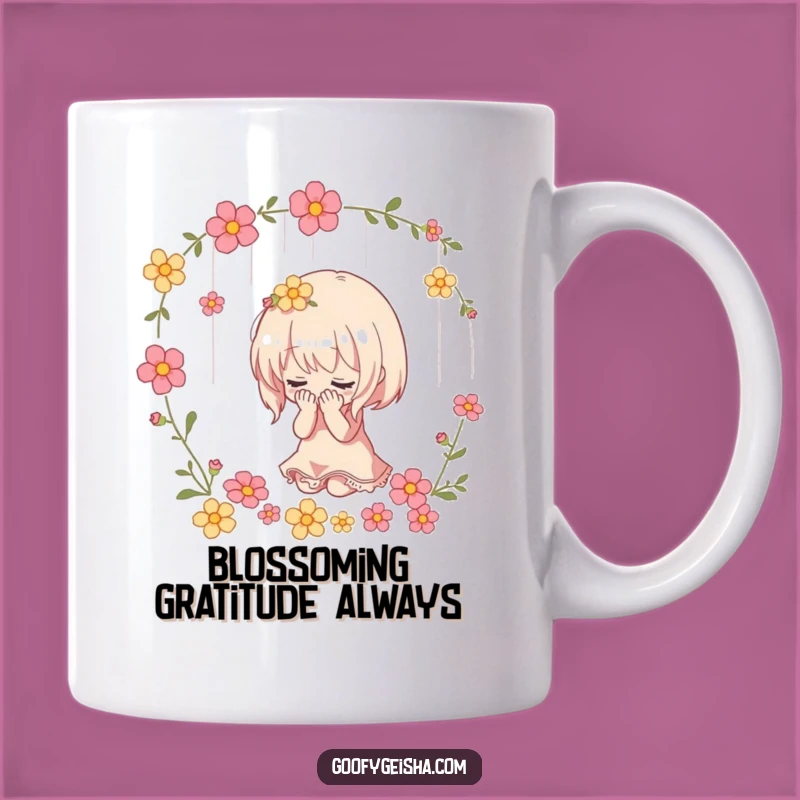 Funny Bowing Character Mug: Dramatic Flower Shower, Perfect Humorous Gift
