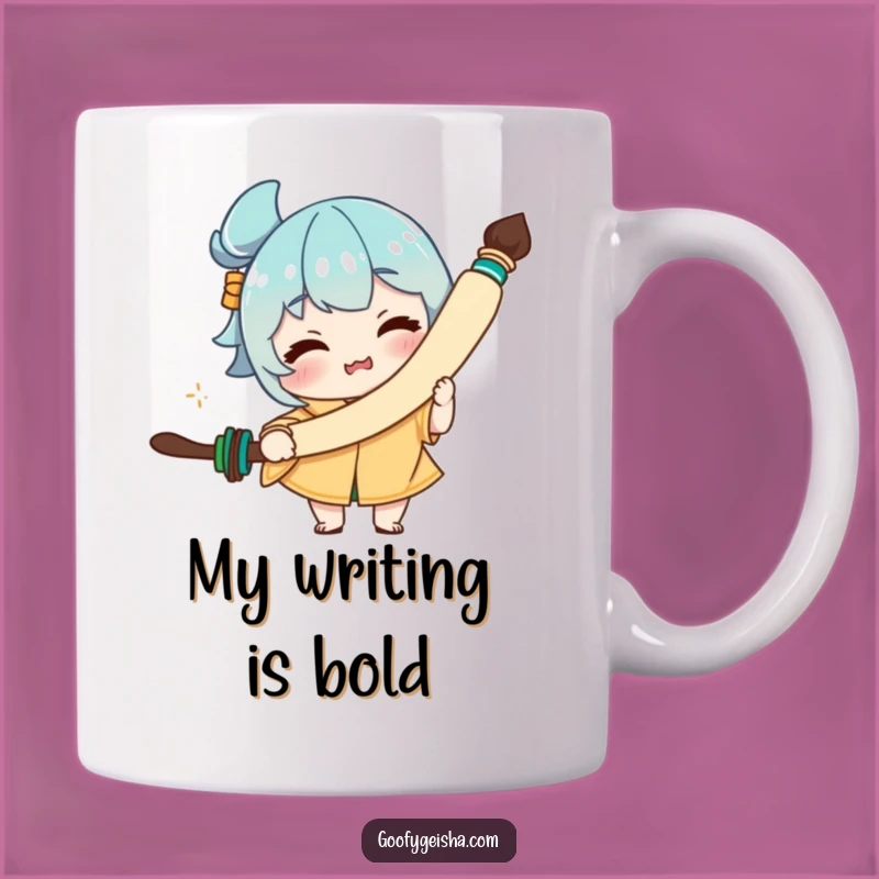 Funny Calligraphy Brush Face Mug - Hilarious Artist Gift for Crafters & Beginners