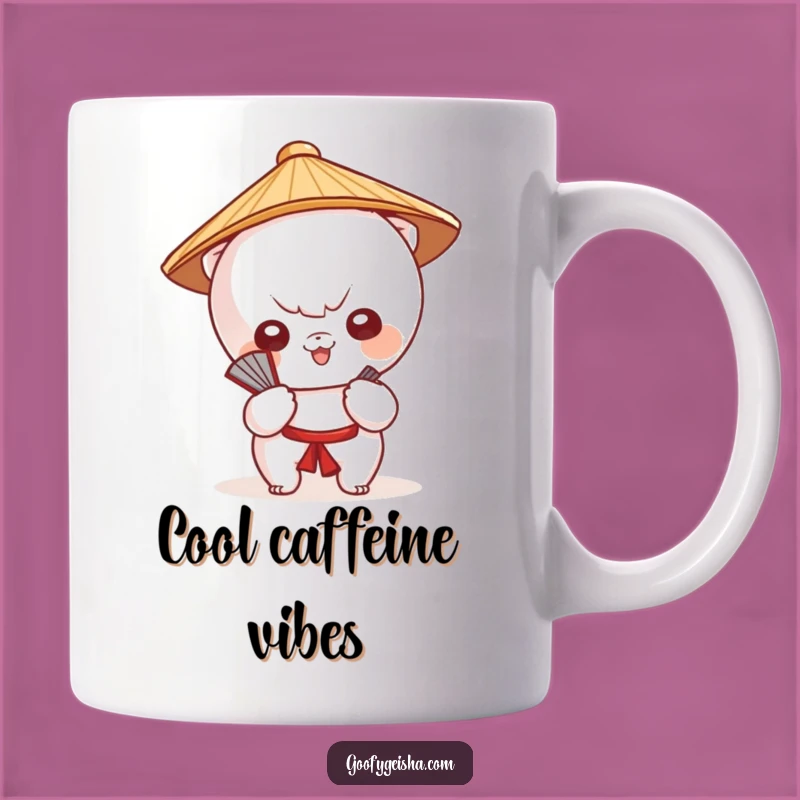 Funny Kawaii Fan Mug: Japanese Hat Charm, Perfect Chill Gift