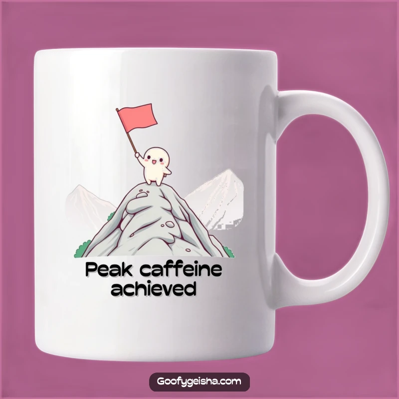 Funny Kawaii Mountaintop Flag Mug: Hilarious Achievement Gift for Him or Her