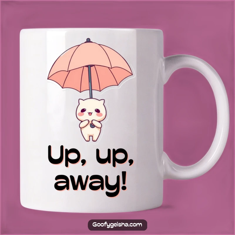 Funny Kawaii Umbrella Mug: Floating Character - Whimsical Gift for Dreamers
