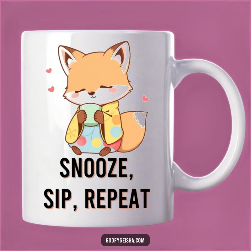 Funny Sleepy Fox Kimono Mug - Cozy Tea Time Relaxation Gift