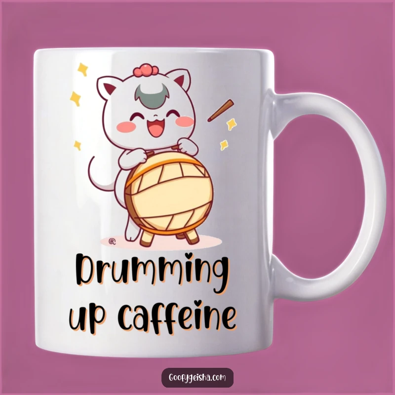Funny Taiko Drum Mug - Kawaii Character Energetic Music Gift
