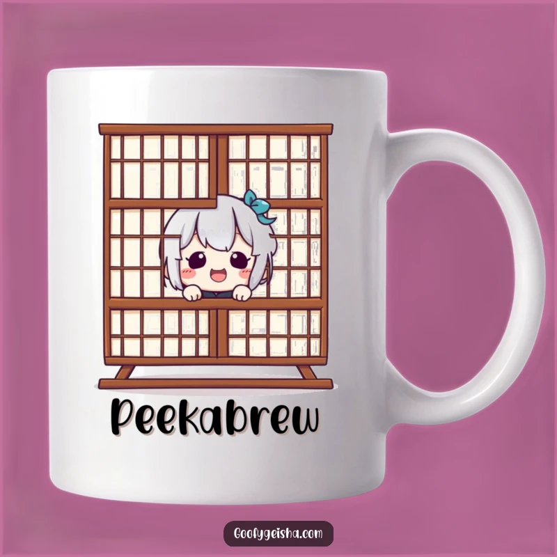Funny Kawaii Shoji Peek Mug: Hilarious Surprise Gift for Playful Souls
