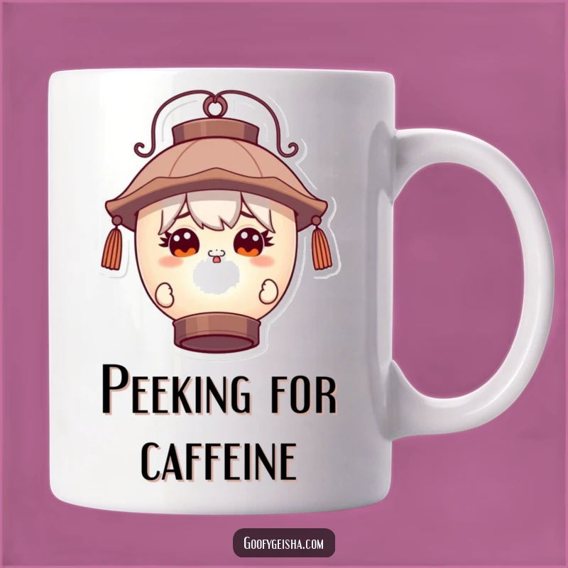 Funny Curious Peeking Character Lantern Mug - Mystery & Giggles Gift