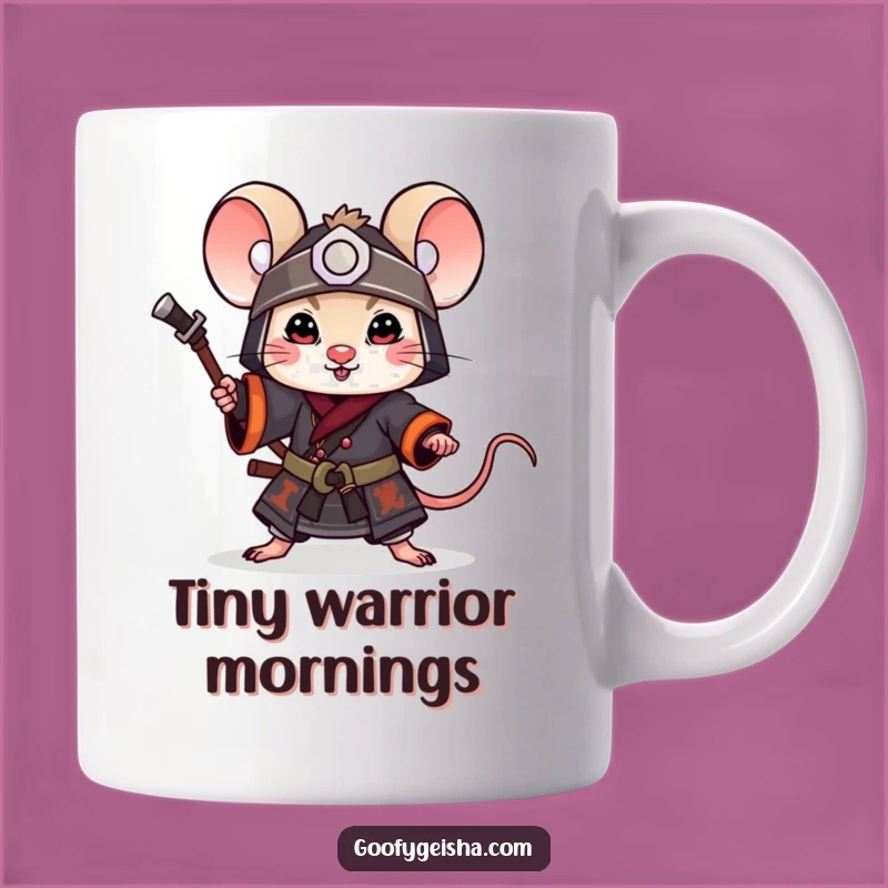 Funny Mouse Samurai Mug: Playful Warrior Character, Perfect Funny Gift