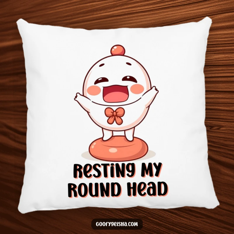 Funny Daruma doll pillow featuring a soft, plump character joyfully bouncing, offering comfort and a humorous decorative touch.