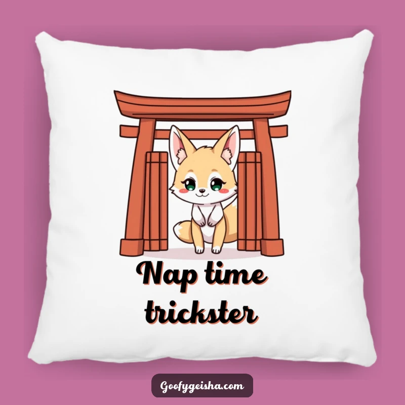 Funny Kitsune Fox Pillow: Cozy Trickster, Playful Comfort - Cute Gift!