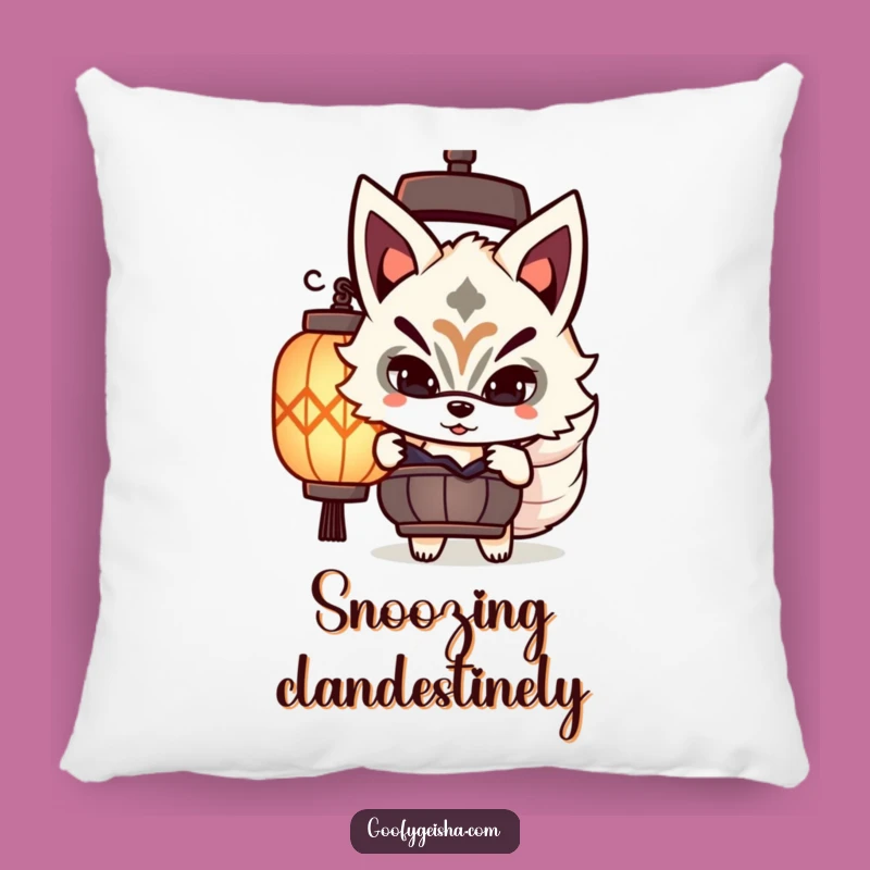 Funny Kitsune Mask Pillow: Cozy Comfort with a Playful Peeking Character