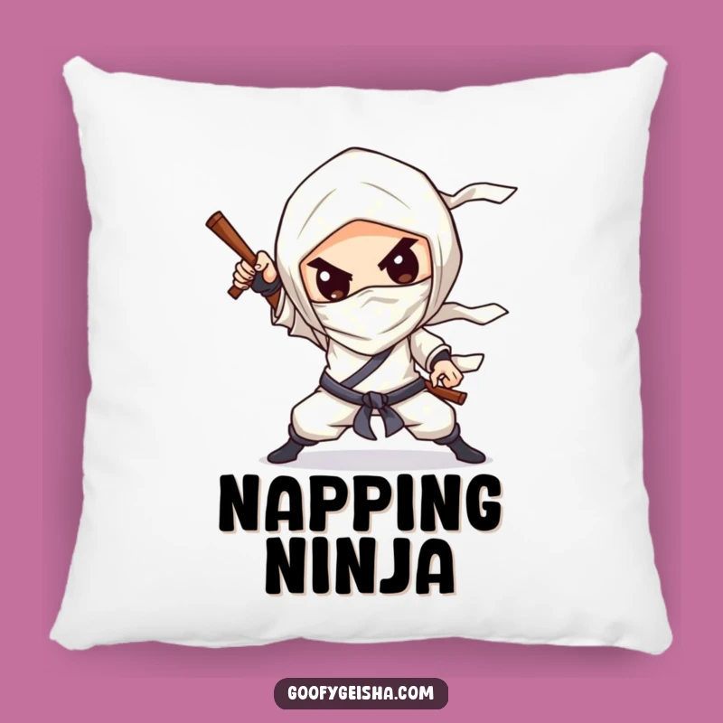 Funny Ninja Pillow: Chibi Pose Comfort - Cushion for Martial Arts Enthusiasts