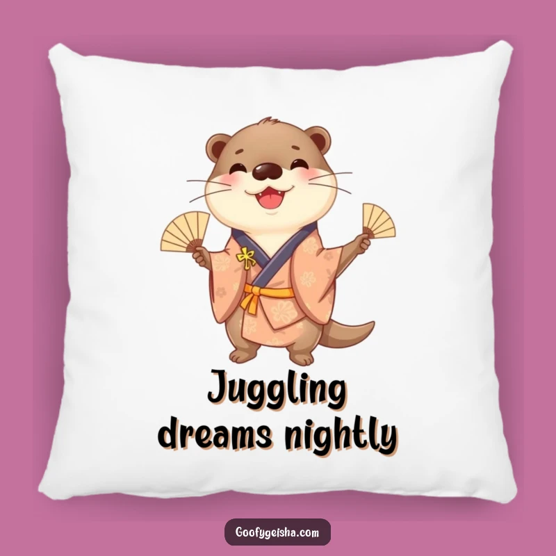 Funny Otter Kimono Pillow: Cozy Juggling Comfort, Adorable Humorous Gift
