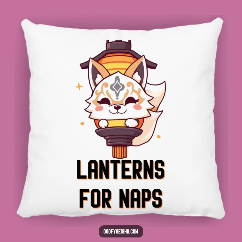 Funny Kitsune Pillow - Masked Character Lantern Comfort Gift