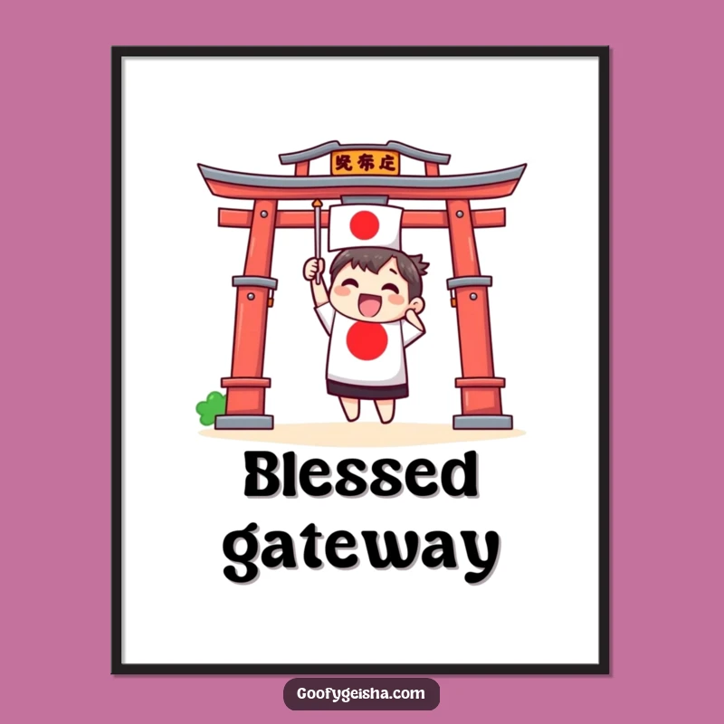 Funny Torii Gate Flag Art Print - Instant Cultural Vibrancy for Walls