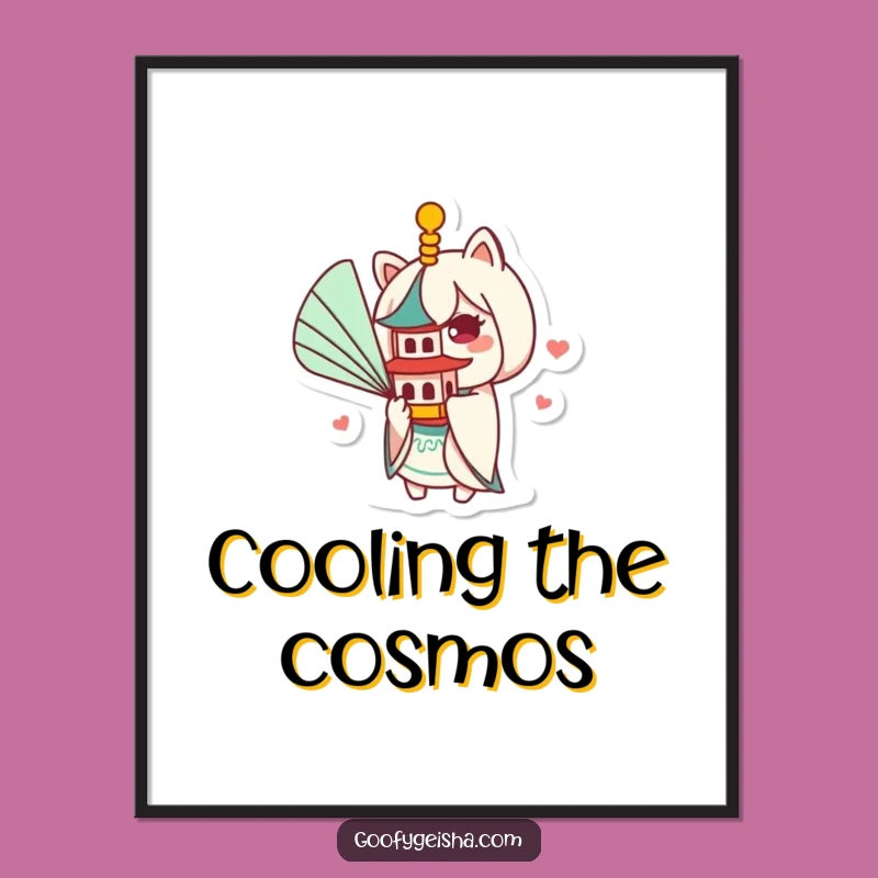 Funny Kawaii Pagoda Fan Digital Art: Instant Humor for Your Walls