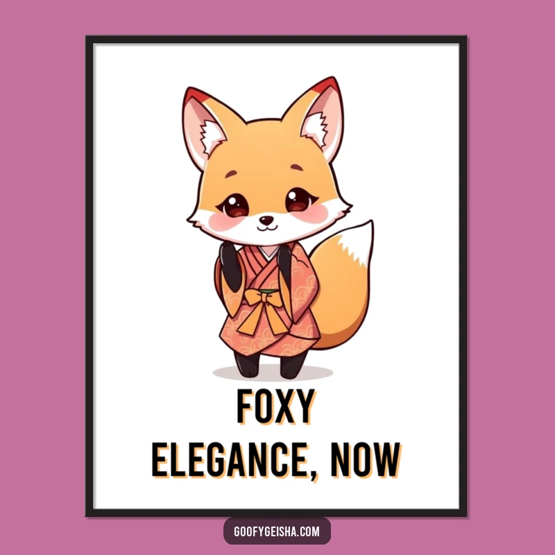 Funny Fox Kimono Digital Art: Instant Elegance and Playful Bow