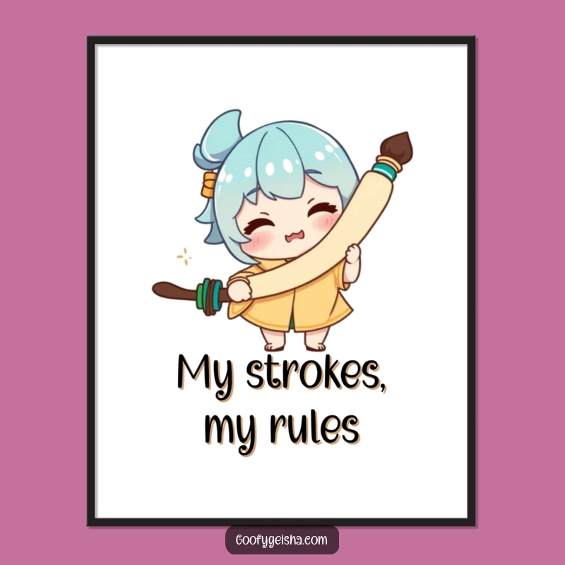 Funny Calligraphy Brush Face Digital Art - Hilarious Printable Decor for Art Lovers