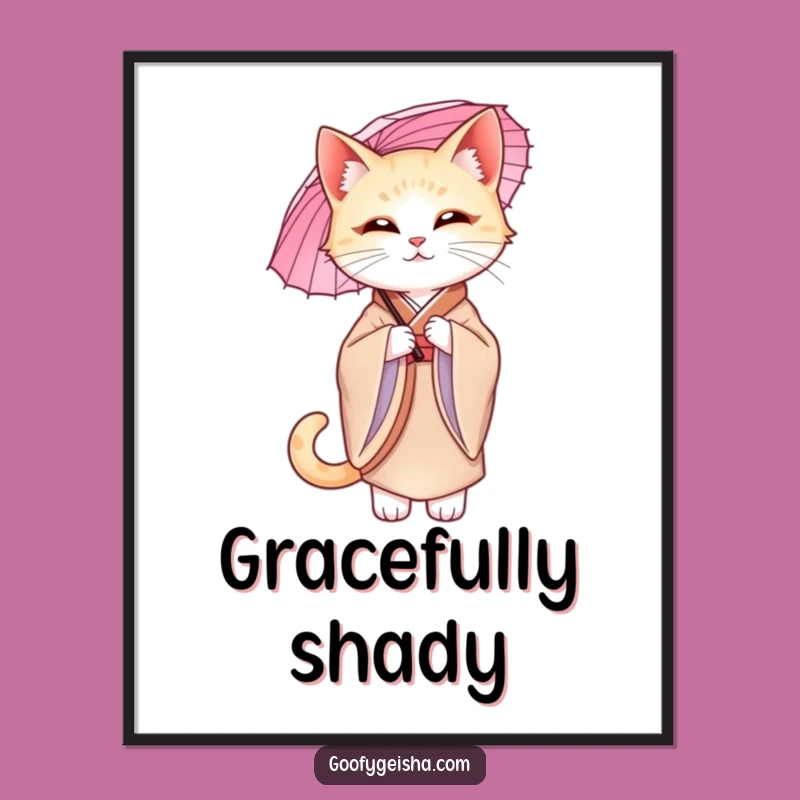 Funny Cat Kimono Digital Art: Graceful Decor, Unique Humorous Gift