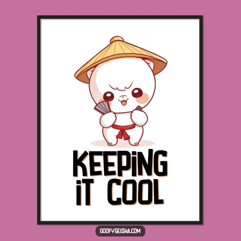 Funny Kawaii Fan Digital Art Print: Cute Decor, Perfect Gift