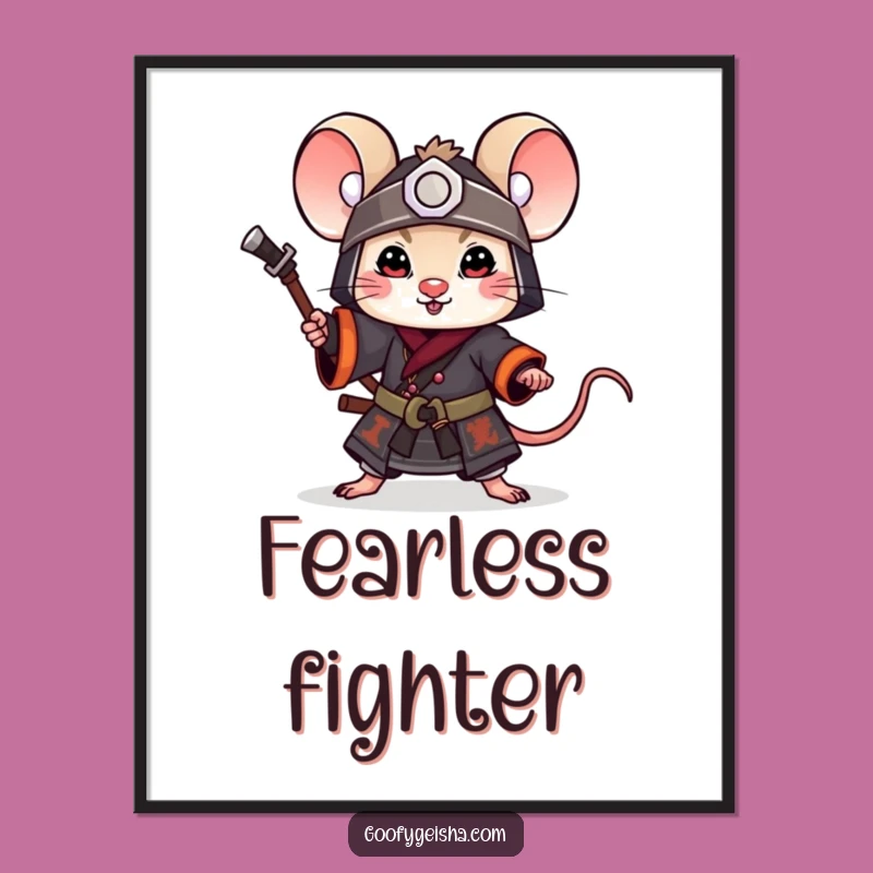 Funny Mouse Samurai Digital Print: Playful Warrior Art, Perfect Funny Gift