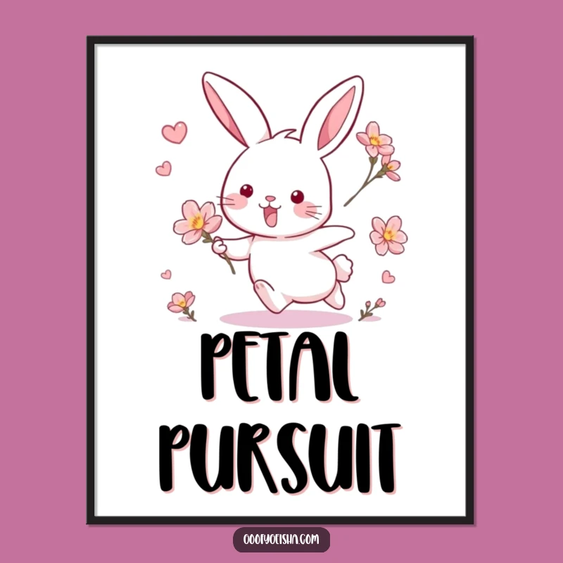 Funny Rabbit & Blossom Chase Digital Art: Instant Download for Hilarious Decor