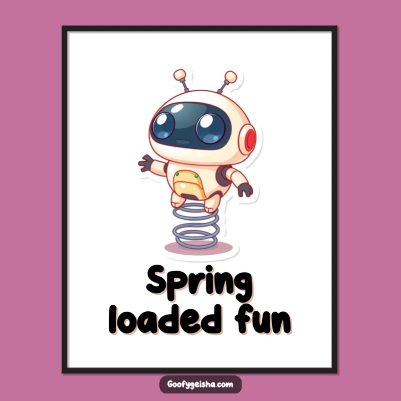 Funny Robot Digital Art: Bouncy Spring Fun, Instant Quirky Decor
