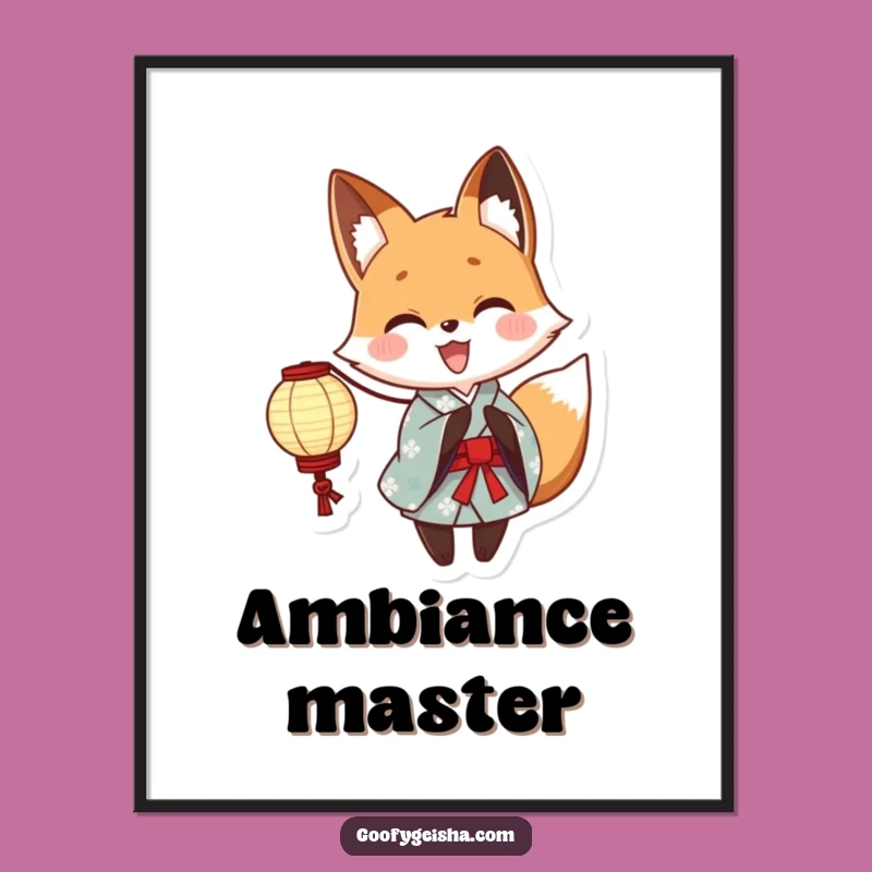 Funny Yukata Fox Digital Print: Instant Anime Decor, a Joyful and Funny Gift Option