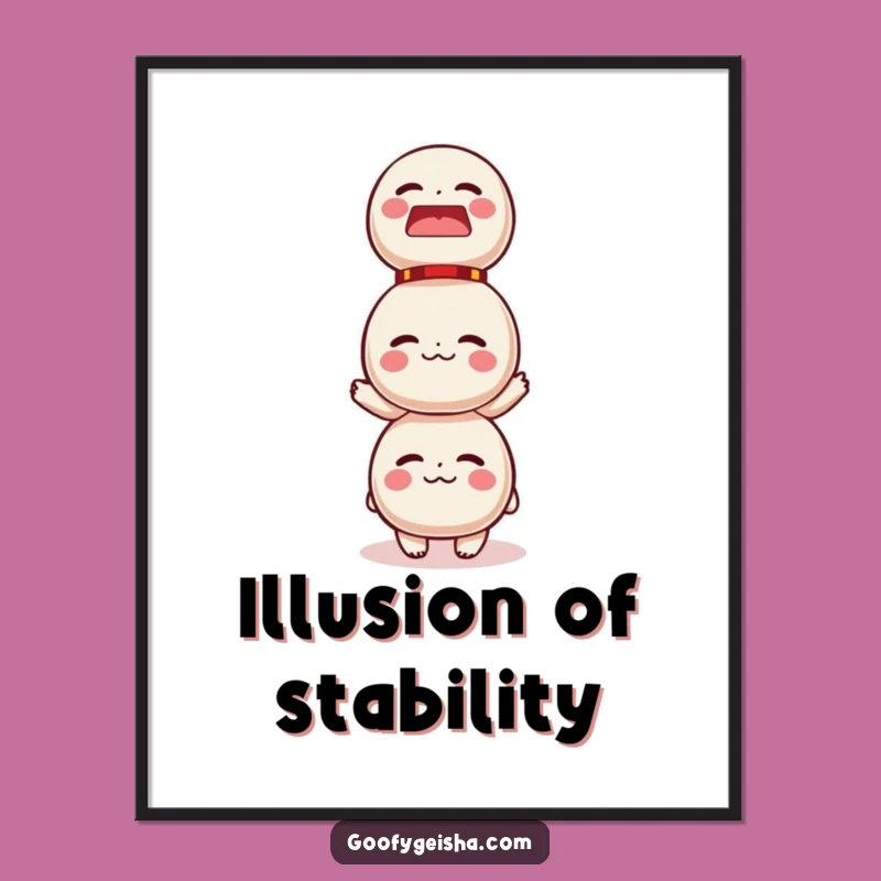 Funny Daruma Doll Balancing Digital Art - Hilarious Instant Download