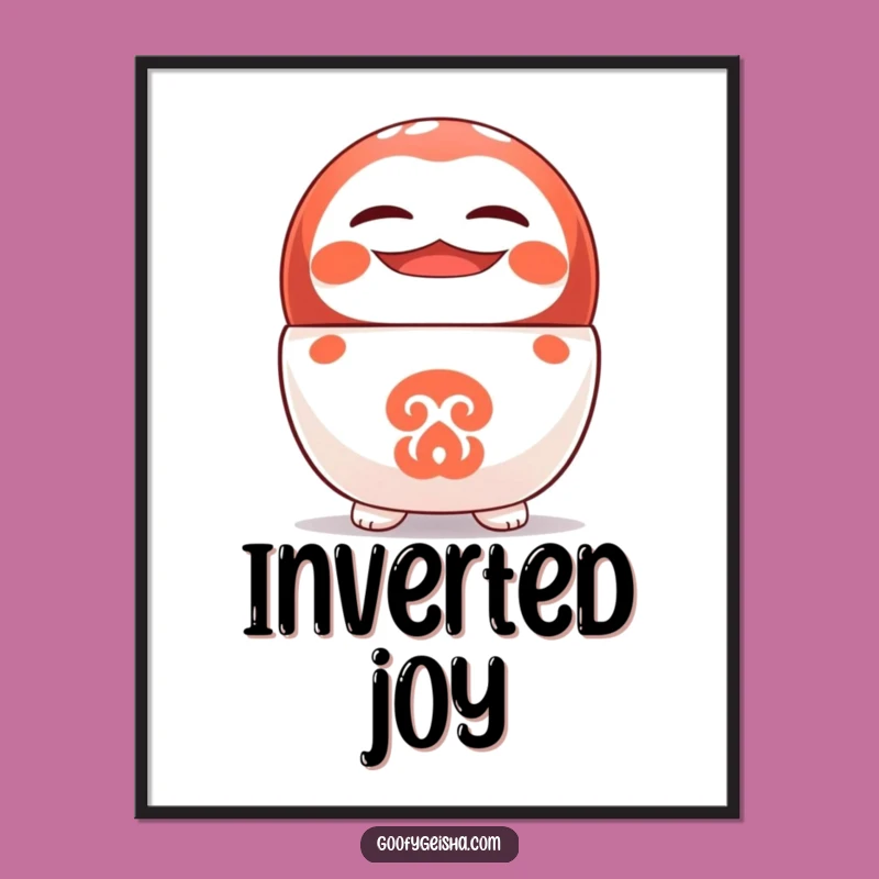 Funny Daruma Digital Art: Upside Down Cheer, Instant Quirky Decor