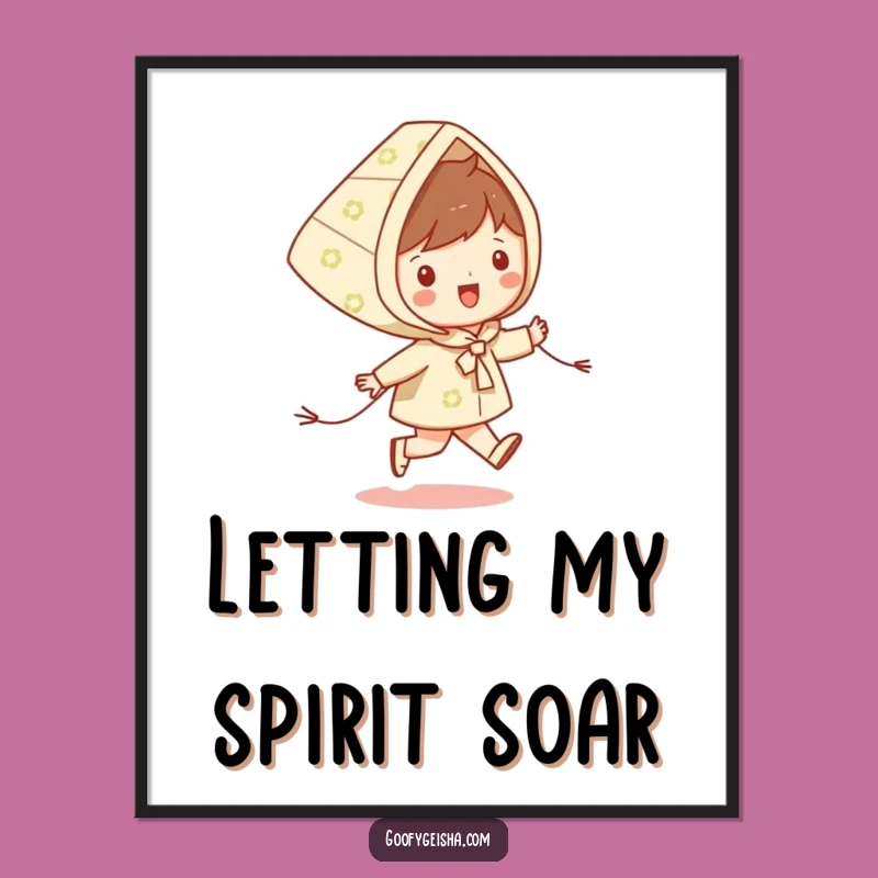 Funny Kite Skipping Art: Joyful Character Scene, Vibrant Funny Gift for Walls