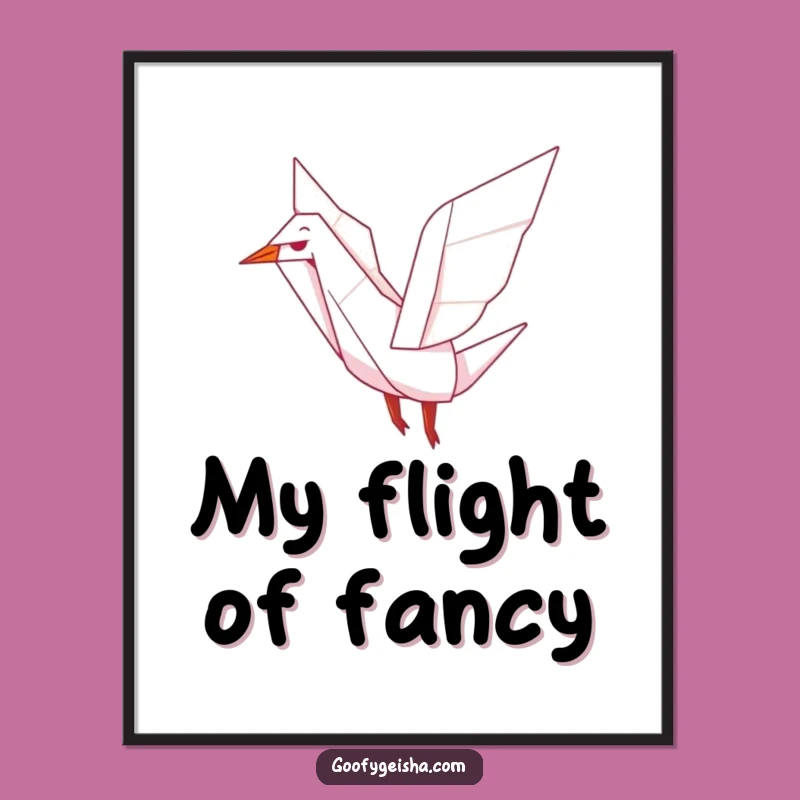 Funny Origami Crane Digital Art: Instant Serenity and Joyful Decor