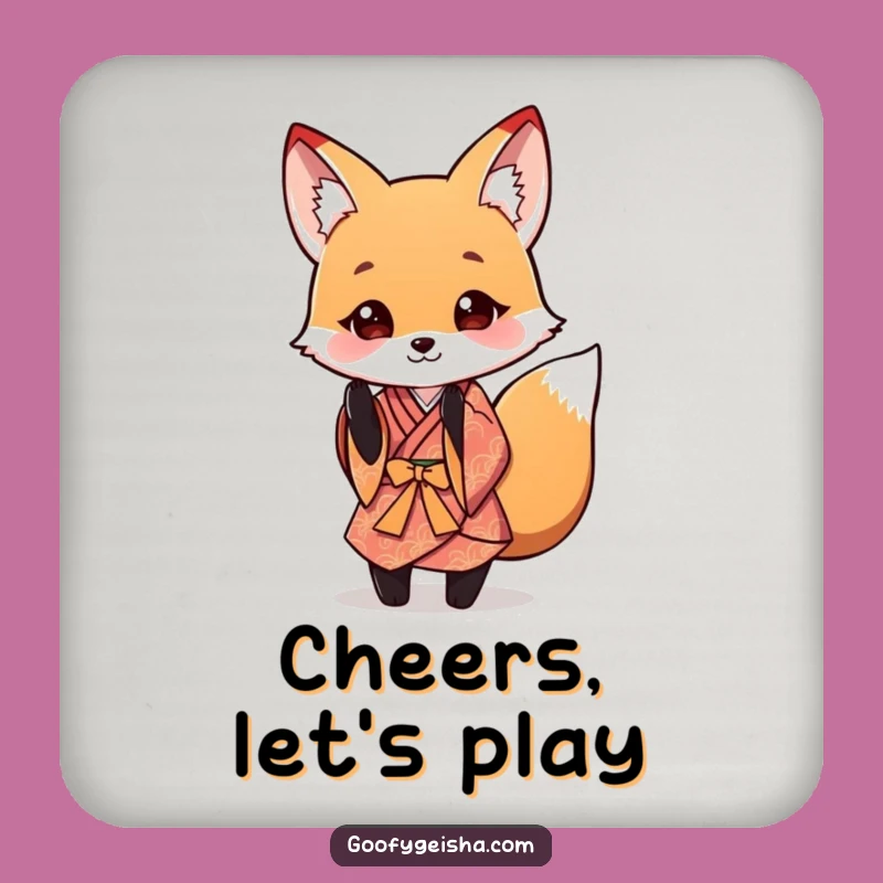 Funny Fox Kimono Coasters: Elegant Protection with a Playful Bow