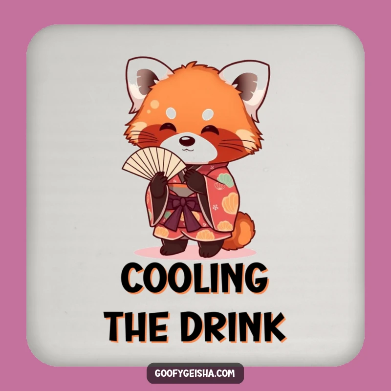 Funny Red Panda Kimono Coaster: Protect Surfaces Playfully, Chic Humorous Gift