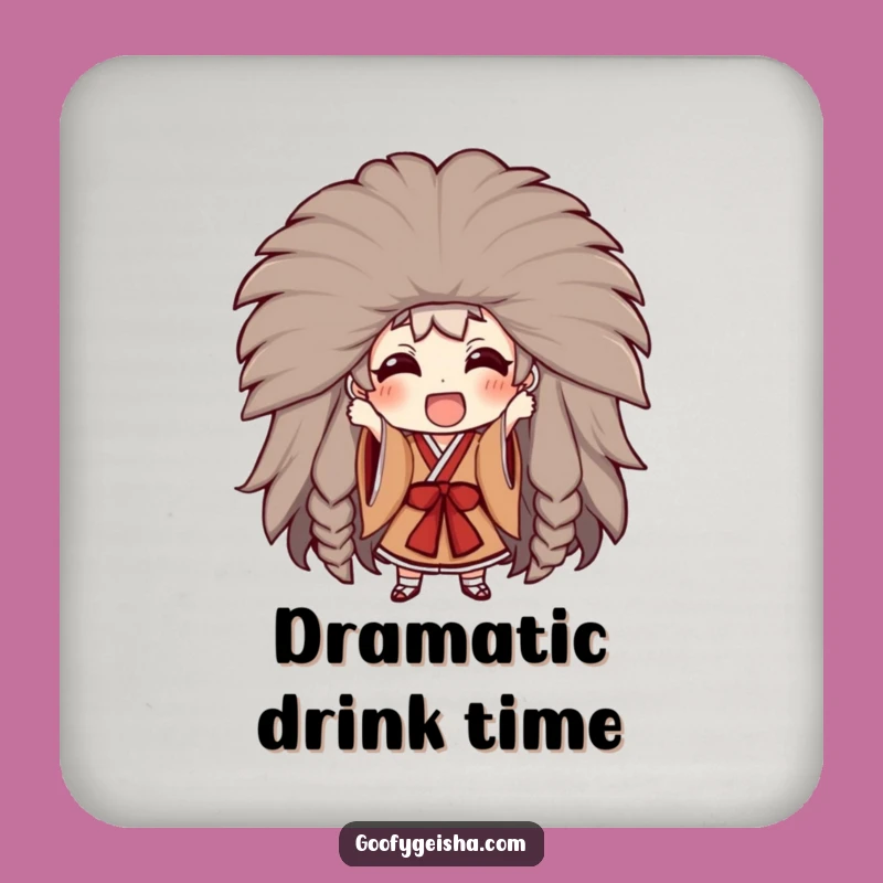 Funny Kabuki Wig Coaster - Theatrical Protection with a Humorous Touch!