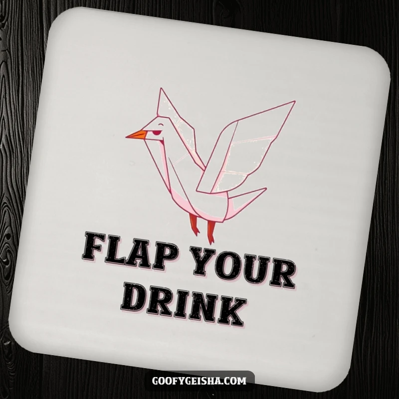 Funny coasters featuring a cute origami crane character flapping its wings, protecting furniture while adding a peaceful and joyful artistic touch.